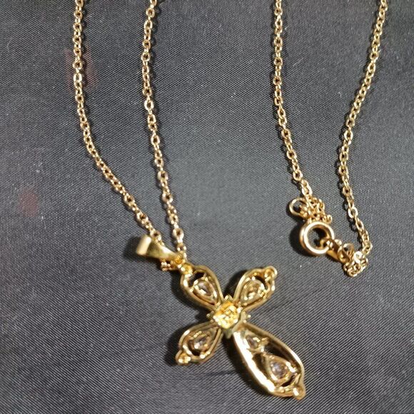 Cross Gold Tone Women's Necklace - Picture 8 of 11